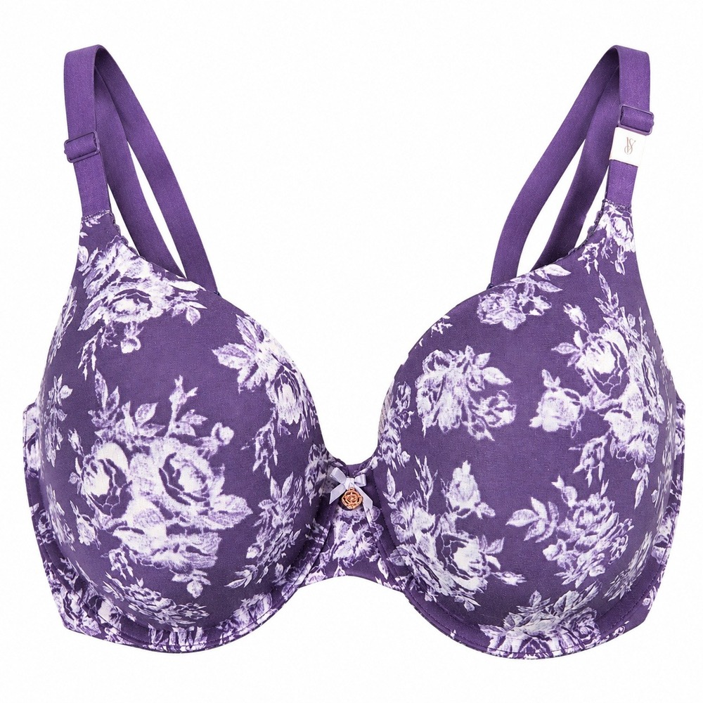 Victoria Secret Perfect Shape Bra Women's 38DDD Purple Floral Underwire NEW